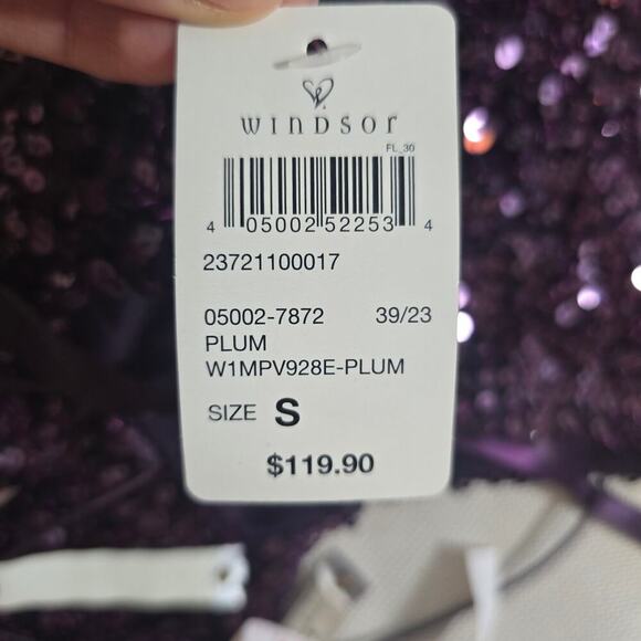 Plum Esperanza Formal Sleeveless A-line Front Slit Sequin Long Dress Sz S (758) - Picture 16 of 16